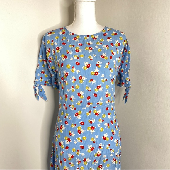 Faithfull the Brand Erin Blue Floral Midi Dress Size 6 - Picture 3 of 14